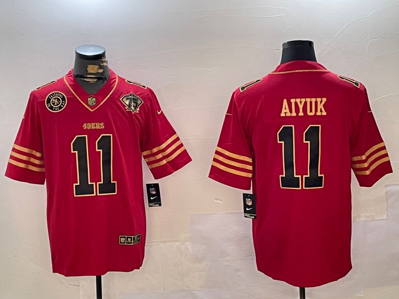 Men San Francisco 49ers 11 Aiyuk Red Gold 2024 Nike Limited NFL Jersey style 12304
